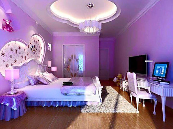 Trang trí phòng ngủ màu tím