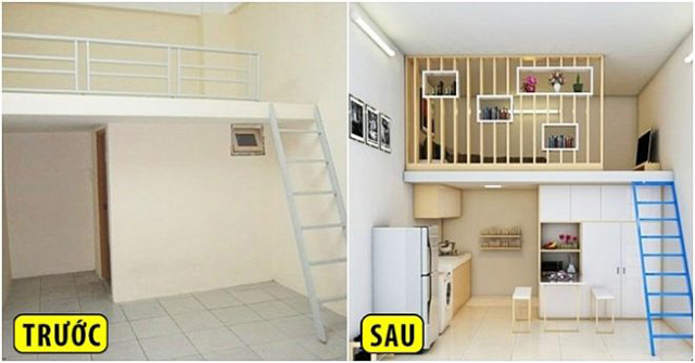 Hình ảnh trước và sau khi cải tạo phòng ngủ 12m2 đơn giản