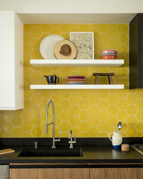 Gach op tuong mau vang dep cho phong bep