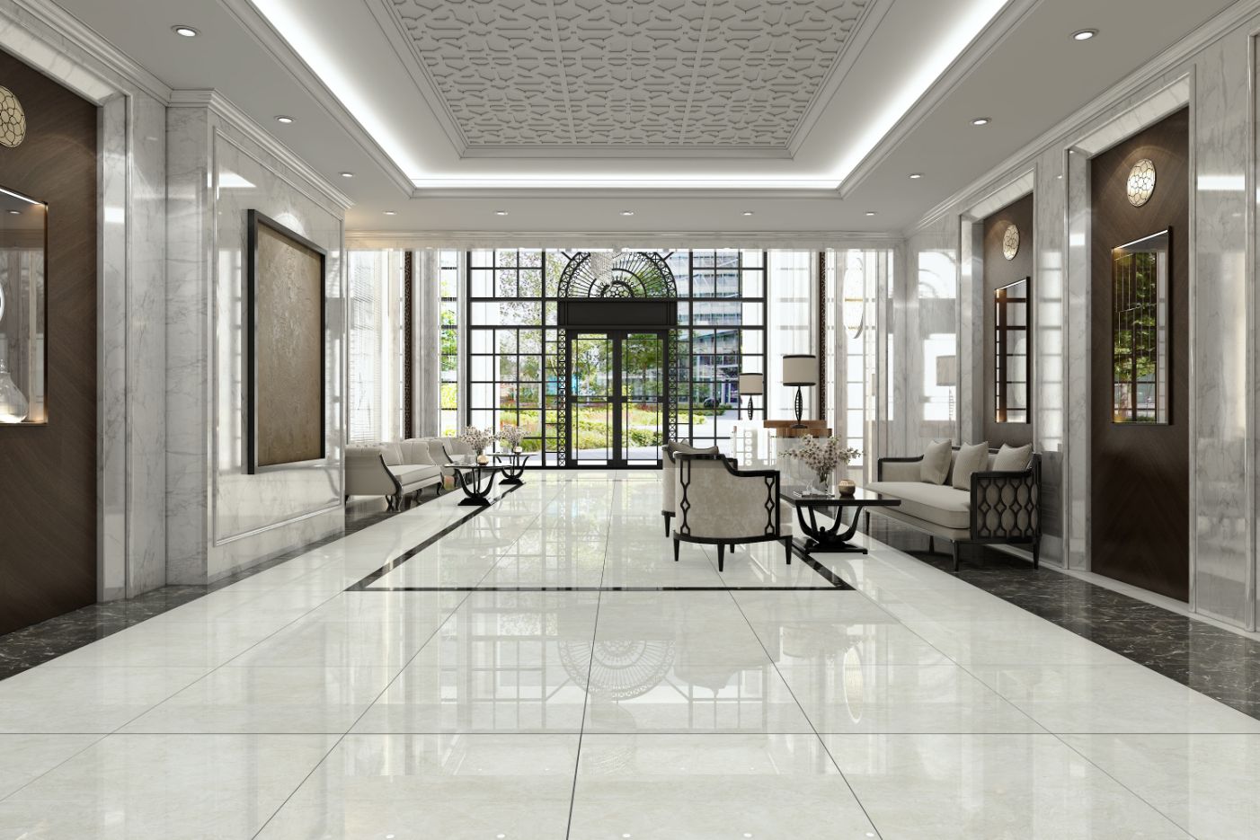 Gạch granite men bóng giúp không gian sáng bóng, đẹp mắt