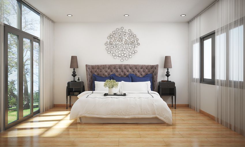 Phòng ngủ ấm áp với gạch lát nền theo phong cách Rustic gach men gach granite go san 0