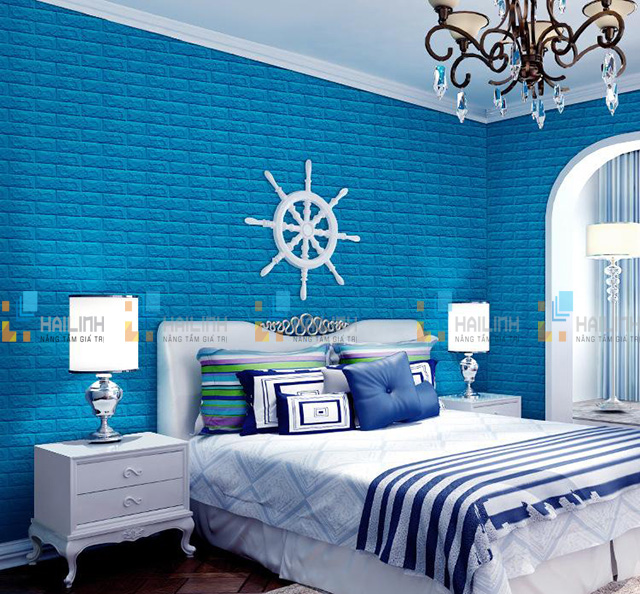 gach op tuong mau xanh duong cho phong ngu