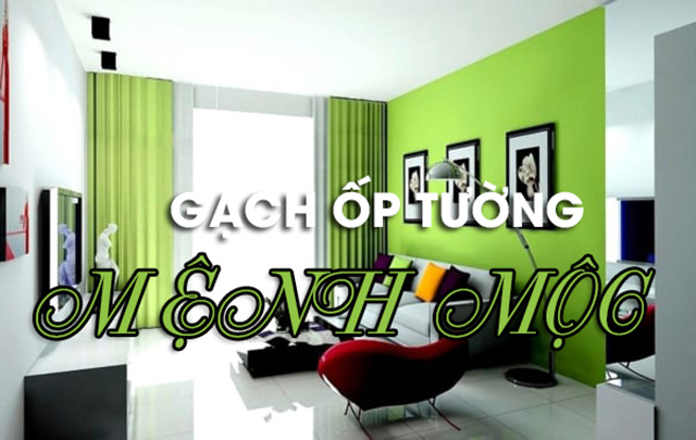gạch ốp tường phòng khách cho người mệnh mộc