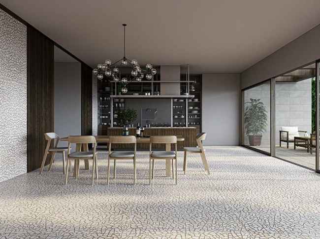 gach terrazzo op tuong phong khach