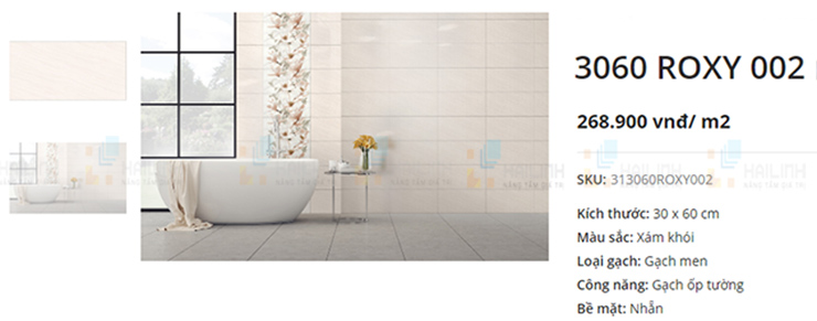 Báo giá niêm yết gạch ốp tường nhà vệ sinh Đồng Tâm 30x60 ROXY 002