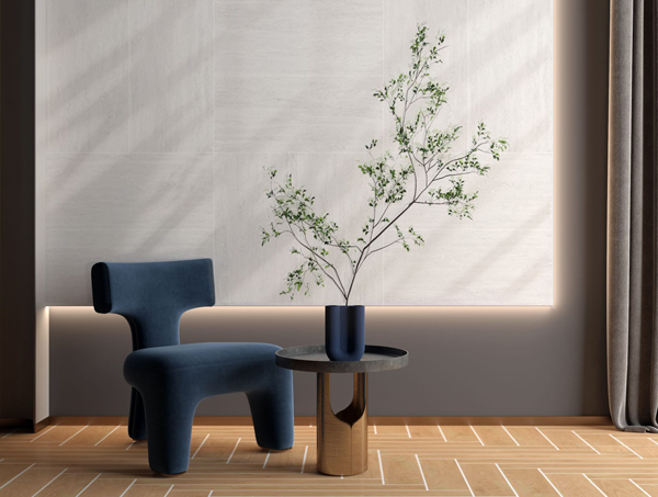 Gach Dong Tam 4080TRAVERTINE001-H+ op tuong phong khach