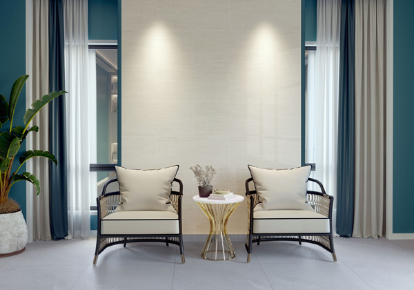 Gach Dong Tam 4080TRAVERTINE002-H+ op tuong phong khach