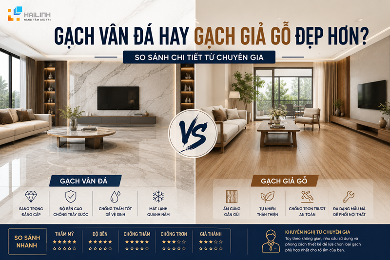 Gạch vân đá hay gạch giả gỗ